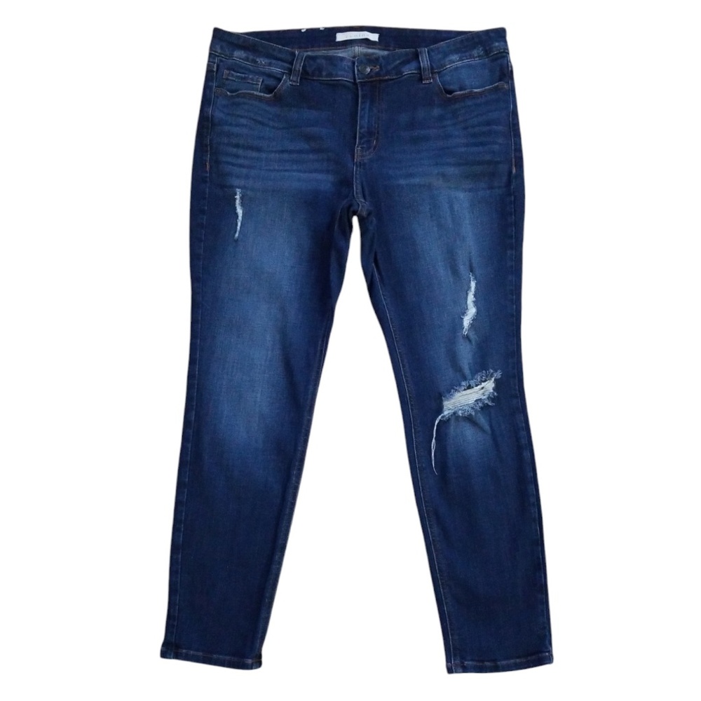 Eunina Women's Distressed Mica Mid Rise Skinny Ankle Jeans Size 1XL